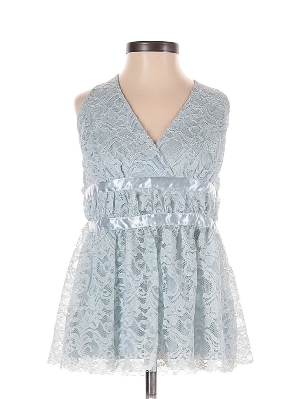 Moda International Light Blue Lace Babydoll Top - Small feminine coquette fairy - Picture 2 of 7